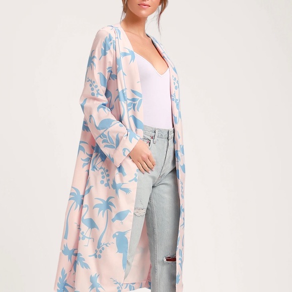 DAILY INDULGENCE BLUSH AND BLUE PRINT DUSTER ROBE - Picture 3 of 5